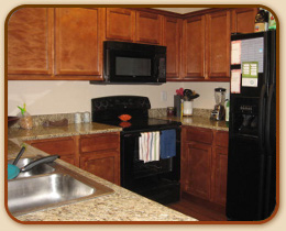 Spacious kitchen and living areas